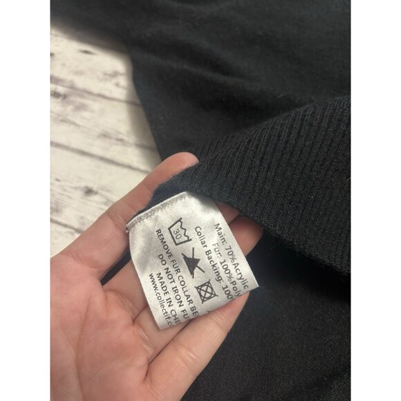 modcloth x collectif Black Cardigan Sweater Soft Heart Buttons Cropped XL - Picture 7 of 8